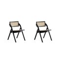 Manhattan Comfort Lambinet Folding Dining Chair in Black and Natural Cane, Set of 2 DCCA07-BK